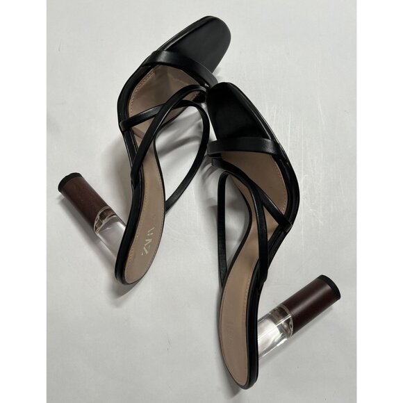 Zara Contrast Round Heel Sandals in Black - Picture 6 of 8